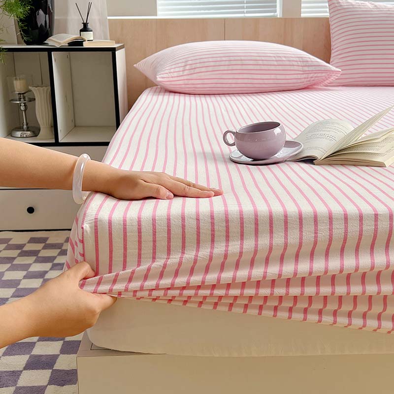 1PCS Sheet Pastoral Flower Fitted Sheet Non Slip Bedspread Washable Cotton With Elastic Band Mattress Cover (no Pillowcase)