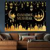 Ramadan Black Gold Tapestry Star Moon Mosque Muslim Festival Decoration Living Room Sofa Decoration Room Decoration