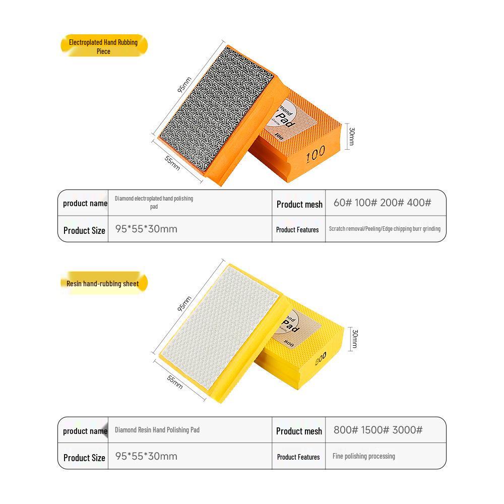 Diamond Hand Pad for Edge Grinding and Polishing Sintered Stone, Marble, Granite Tiles