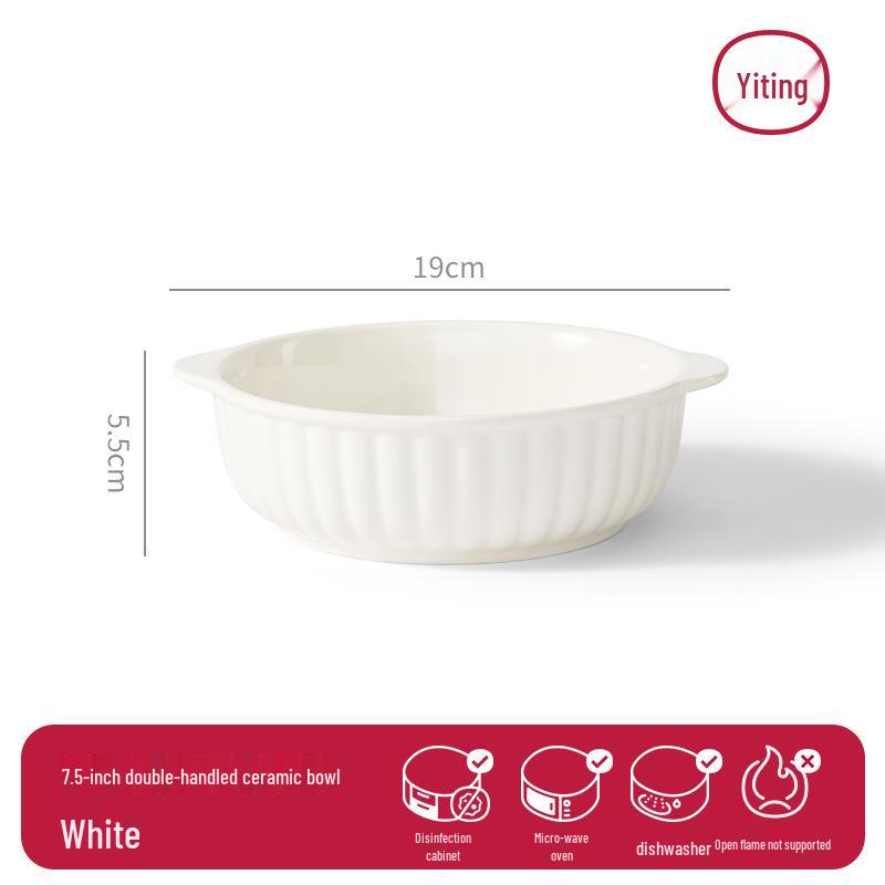 Ceramic Double-Ear Microwave Bowl & Baking Dish for Oven/Air Fryer