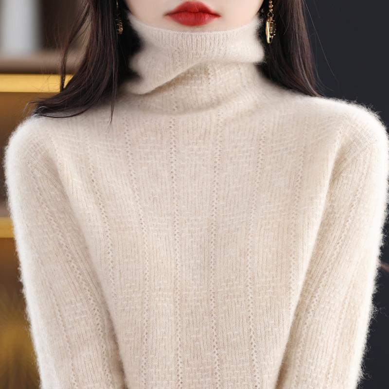 Dámský kašmírový svetr Qinghe kašmír 30% kašmír 70% vlna Dámský podzimní a zimní kašmírový svetr měkký a teplý