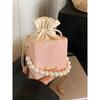 High End Small Bag for Women's New Style Pumping Bucket Bag for Women Casual Chain Bag Beaded Shoulder Crossbody Bag