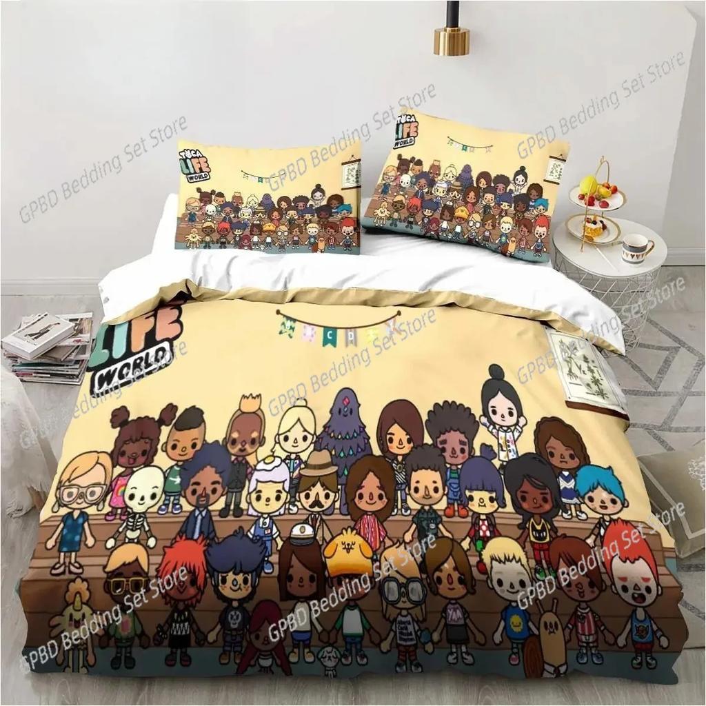 Comforter 3D Cartoon Game Toca Life World Bedding Set 3D Printed Suitable For Bedroom Kids Home Textile