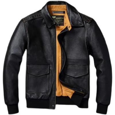 Veste en cuir pour homme de taille chinoise, veste de pilote en cuir de vache véritable A2, vestes de vol de l'armée de l'air, veste aviateur en cuir pour homme