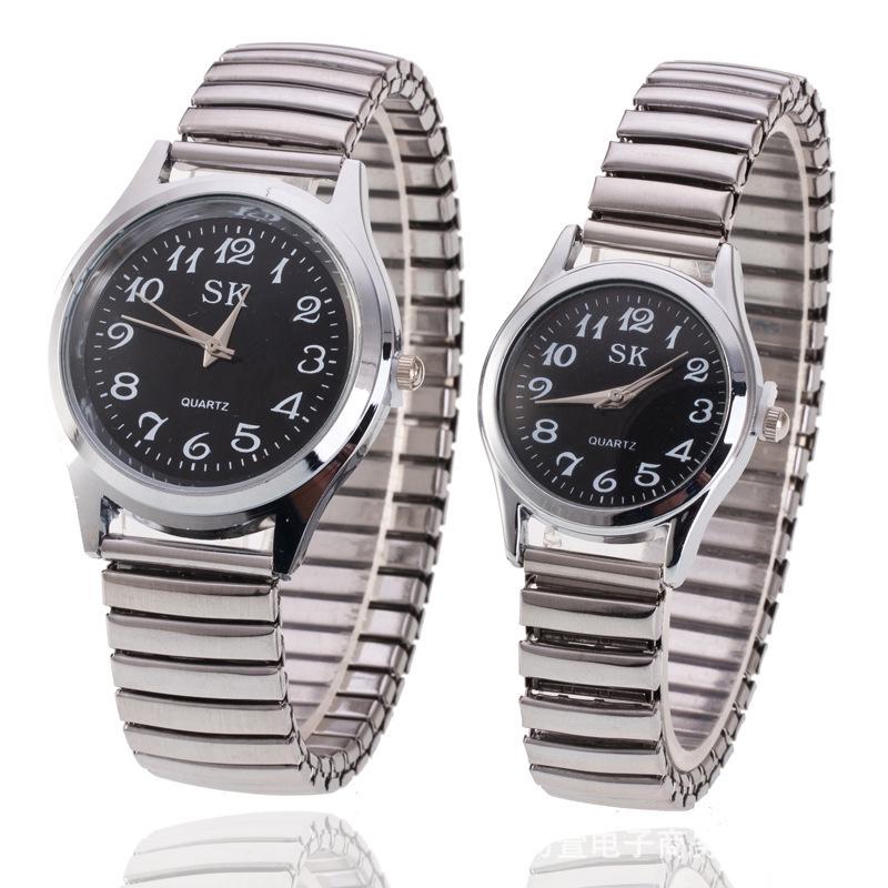 Montre-bracelet élastique de mode montre à quartz numérique simple pour hommes femmes montre de couple