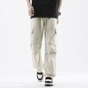 Summer new cool and breathable tooling casual pants thin men's fashion loose straight elastic waist long pants