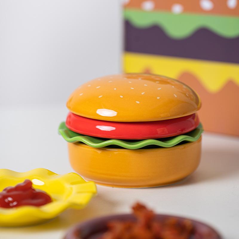 Naczynie na hamburgera Naczynie przyprawowe Sześcioelementowy zestaw Naczynie do maczania Urocza zastawa stołowa Ceramiczne podszkliwne kolorowe Naczynie na sos sojowy Gospodarstwo domowe Dodatek