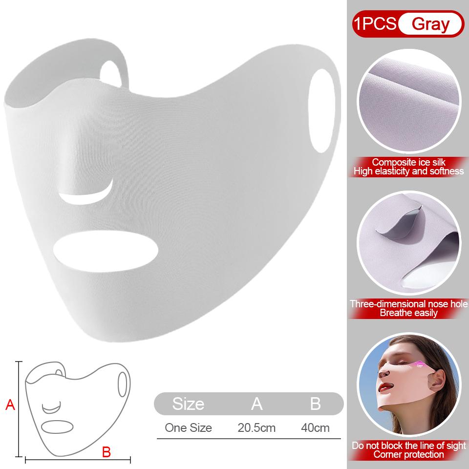 Gobygo 1Pcs Summer Ice Silk Sunscreen Mask Breathable Thin Moisturizing Mask Hanging Ear Type Sun Mask Outdoor Sports Men Women
