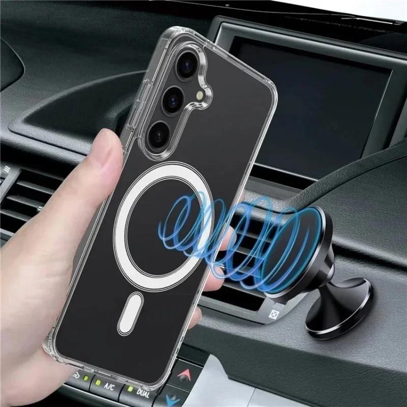 For Samsung Galaxy S25 FE Clear Magnetic Case WANLONFENG LM2 Series Phone Cover (Big Lens Hole)