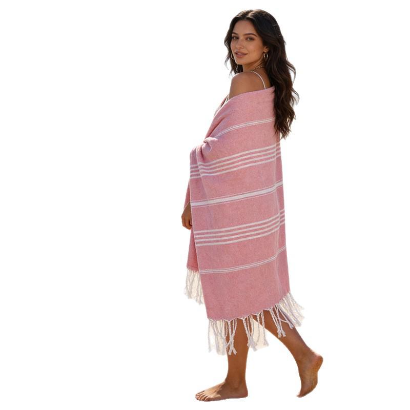 Customizable Quick-Dry Turkish Striped Tassel Beach Shawl and Bath Towel