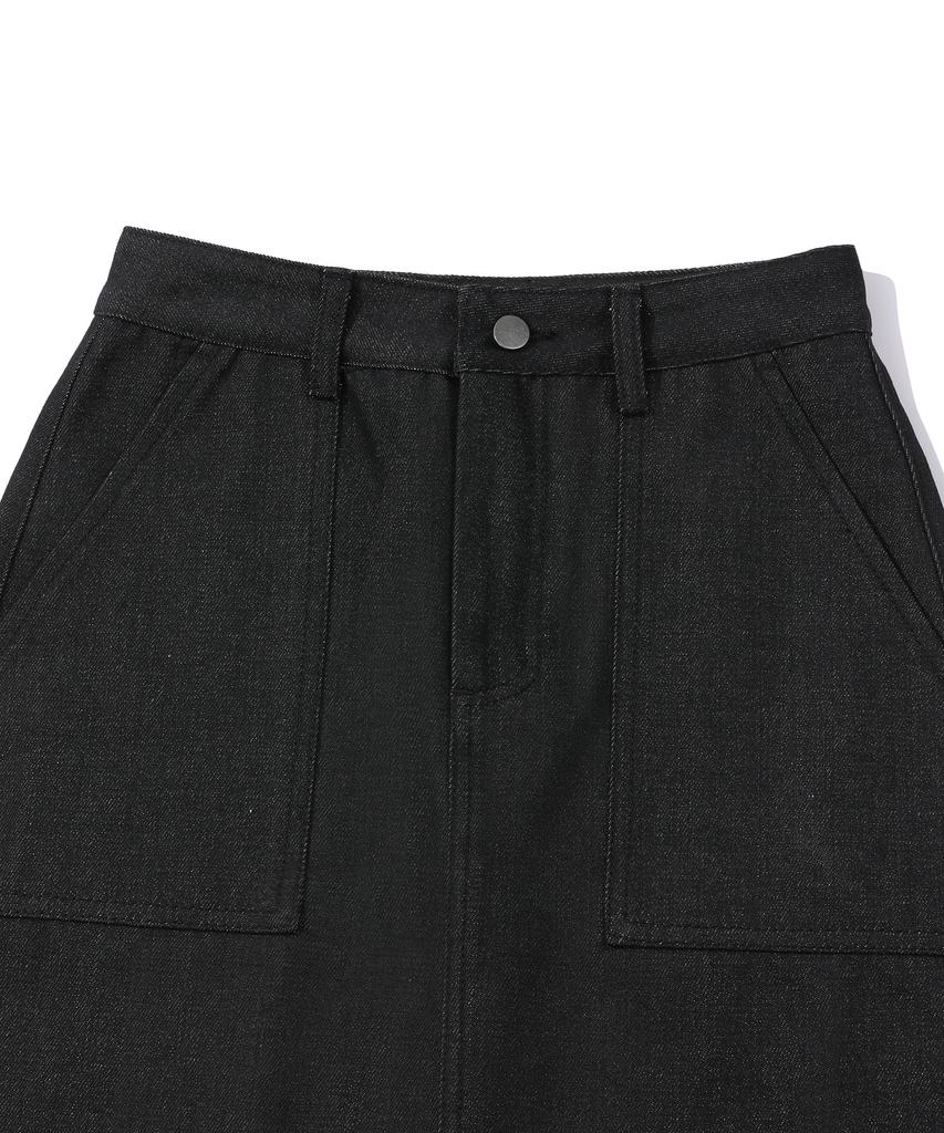 BEENTRILL Sunday Fatigue Denim Long Skirt (Black)