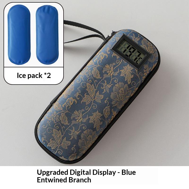 Portable Insulin Cooling Bag PU Thermal Insulated Thermometer Display Glaciated Case for Diabetic Outdoor Activities
