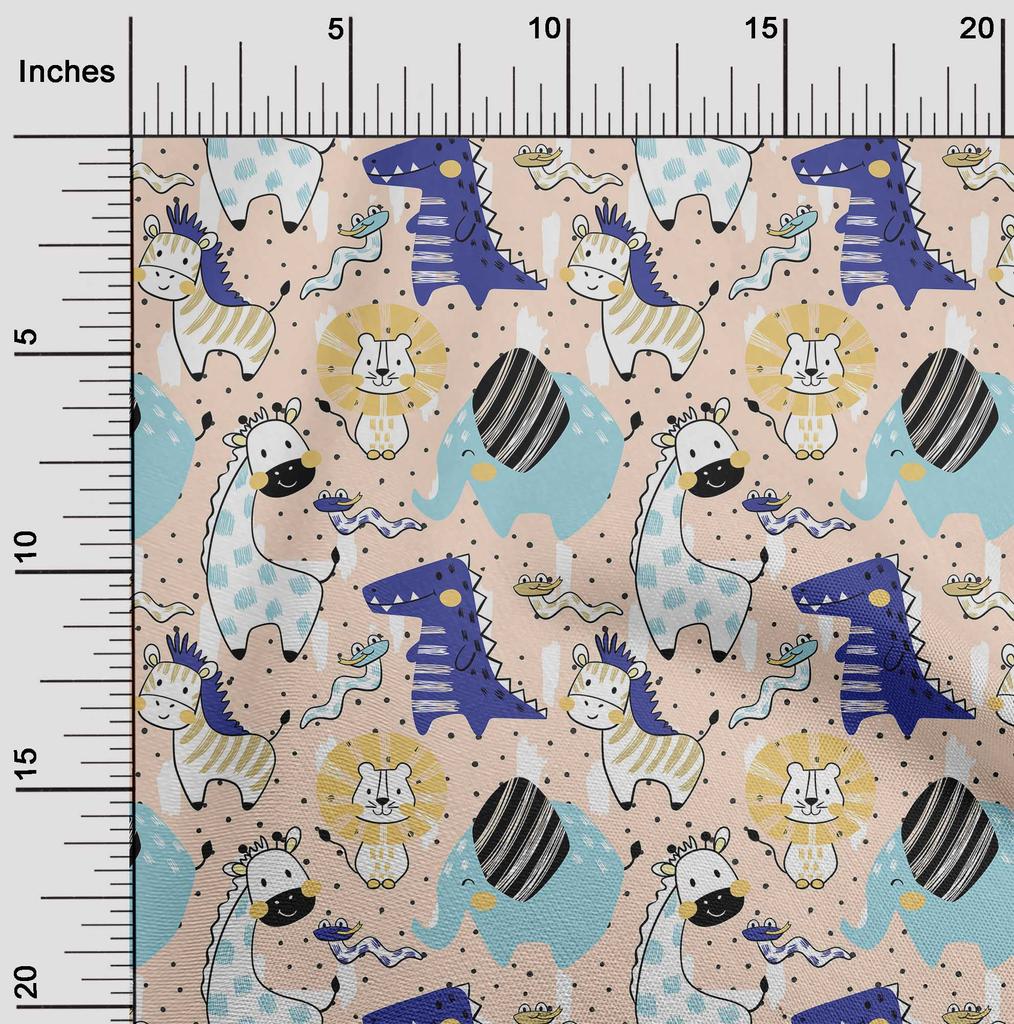 oneOone Cotton Flex Amethyst Fabric Kids Cutie Animal Sewing Material Print Fabric by The Yard 40 Inch