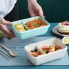 ZISIZ Microwaveable Divided Lunch Box with Cutlery