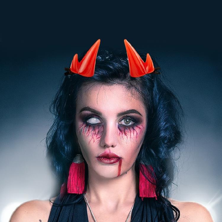 Multiuse Devil Horn Hair Clip Resin Strong Hold Side Clip for Halloween Costume Event And Masquerades Photography