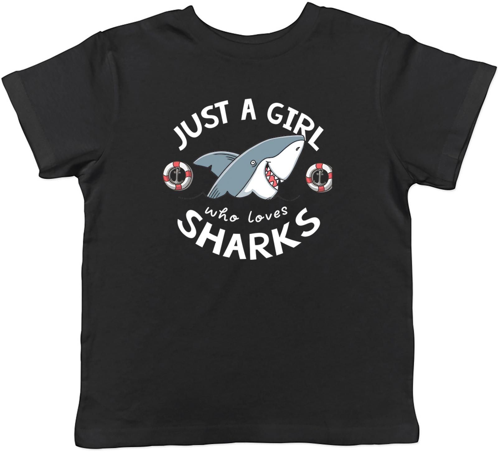 Girl Who Loves Sharks Kids T-Shirt Sea Fish Ocean Childrens Boys Girls Gift 100