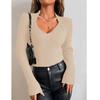 Women's Fashion Long Sleeve Casual Pullover Tops Autumn Winter Femme Knit Pull Sweater