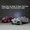 1:24 Scale 500K 300SL Vintage Car Toy Model Alloy Diecast Doors Opened Sound Light Pull Back Miniature Models Hobby Ornament