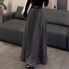 Plus Size Grey Retro Polka Dot Women's Autumn Long Skirt