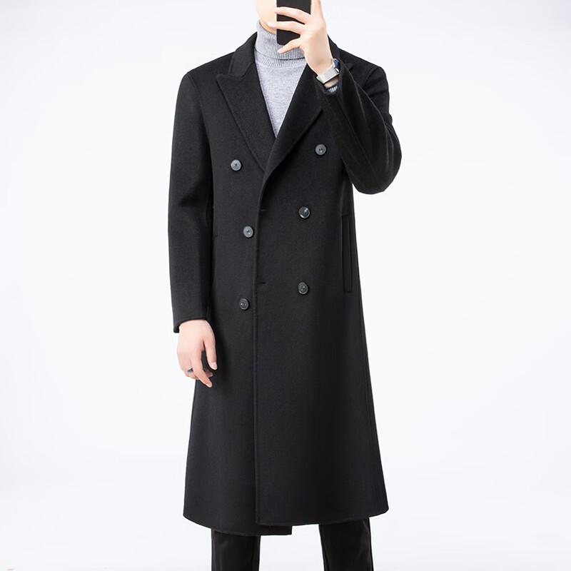Firstview Men's Casual Mid-Length Double-Sided Wool Blend Overcoat