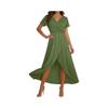 Women's Elegant Loose-Fit V-Neck Short-Sleeve Flowing Resort Dress