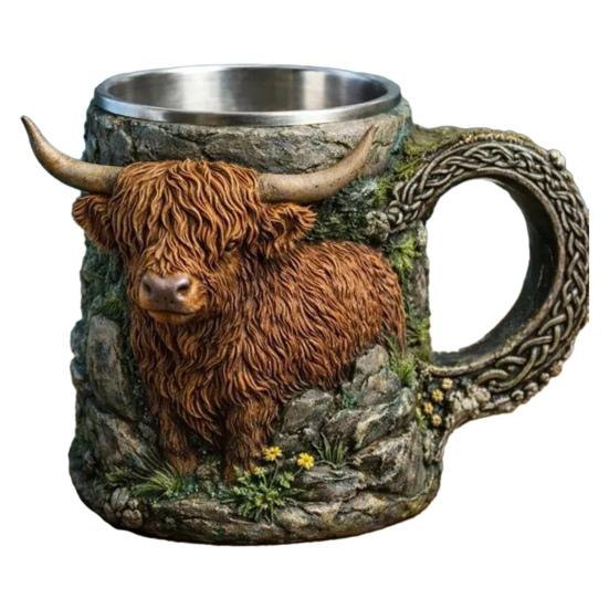3D Sculpted Animal Resin Mug Handcrafted Stainless Steel Interior Coffee Cup Double-Walled Gift for Cup Animal Lovers