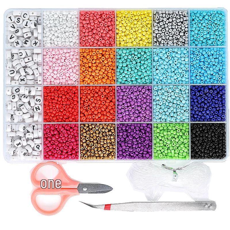 24-Compartment Glass Seed Beads Set: Solid Color DIY Jewelry Making Accessories