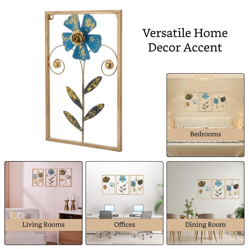 Leaves Metal Wall Decor | Elegant Nature-Inspired Iron Wall Hanging  | Wall Hanging | Wall Décor | Easy Installation | 37 x 25 cm Each | Set of 3