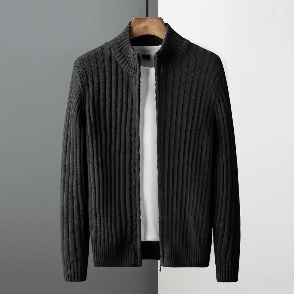 Reißverschluss Cardigan Herren Pullover Gestrickt Uni Pullover Langarm Rollkragen Oberbekleidung Lässig Slim Fit Leichte Dehnbarkeit Herbst