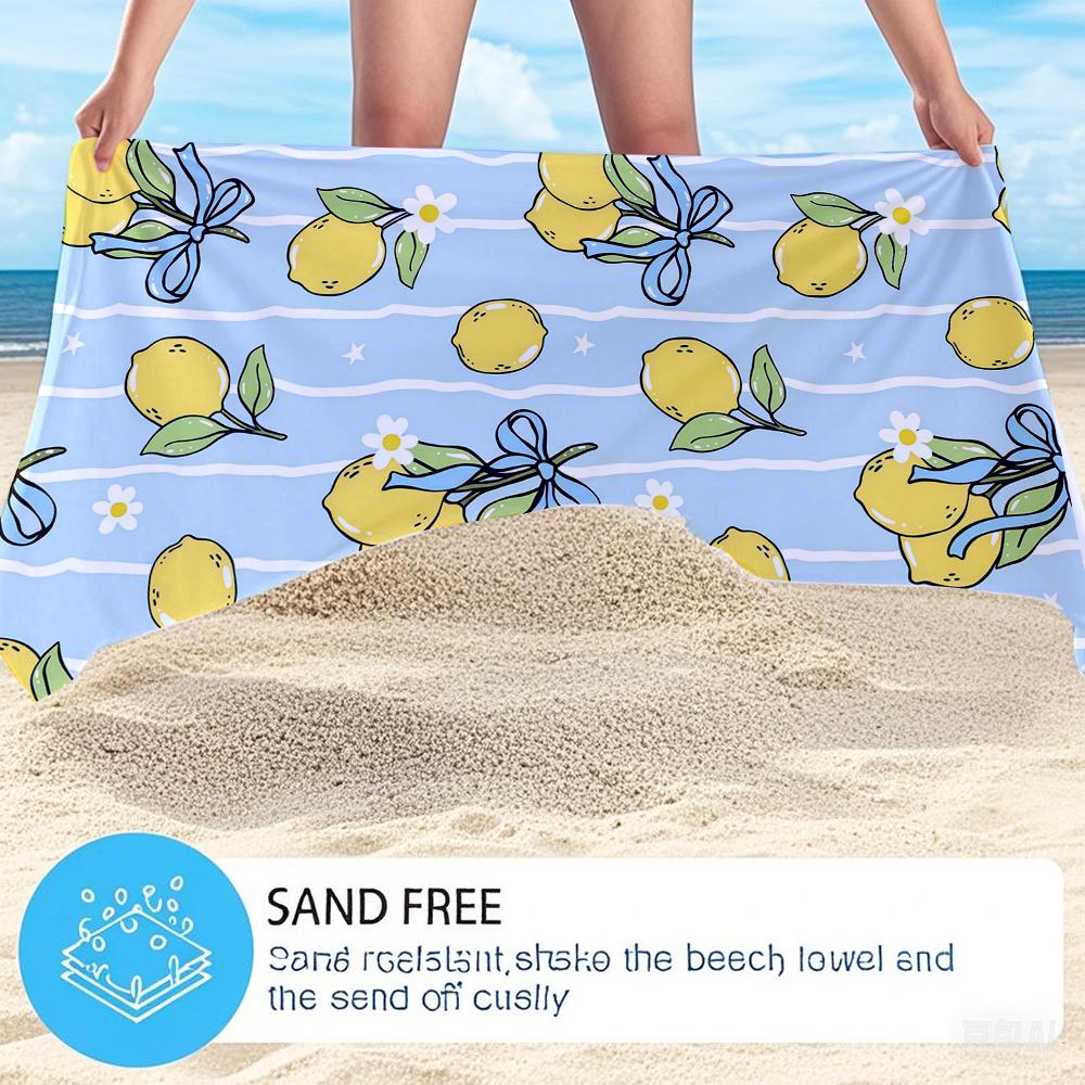 Zitrone & Band Picknick Kompakt Reise Strandtuch Super Saugfähig Sandresistent, Mikrofaser für Schwimmen Camping Yoga