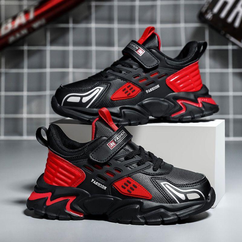 Boys shoes children's sports shoes spring and autumn breathable double net new boys non-slip solid bottom student running shoes