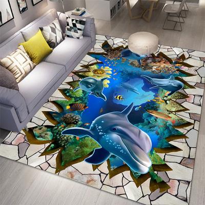 Ocean World dywan 3D delfiny dywany do salonu dekoracja sypialni dywan flanelowa mata podłogowa w domu dywaniki oceaniczne