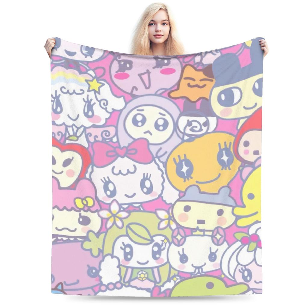 Tamagotchis Mametchi Flannel Blanket Spring Soft Bedding Throws for Girls Boys Couch Chair Print Bedspread Sofa Bed Cover