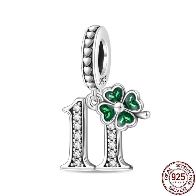 Genuine New Product Copper Lucky Number Pendants Fits Pan Bracelets DoItYourself Charms For Women Jewellery Fashion Gifts