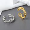 Minimalist Twisted Open Ring For Women Interlocking Chain Design Simple Fashion Finger Band Jewelry