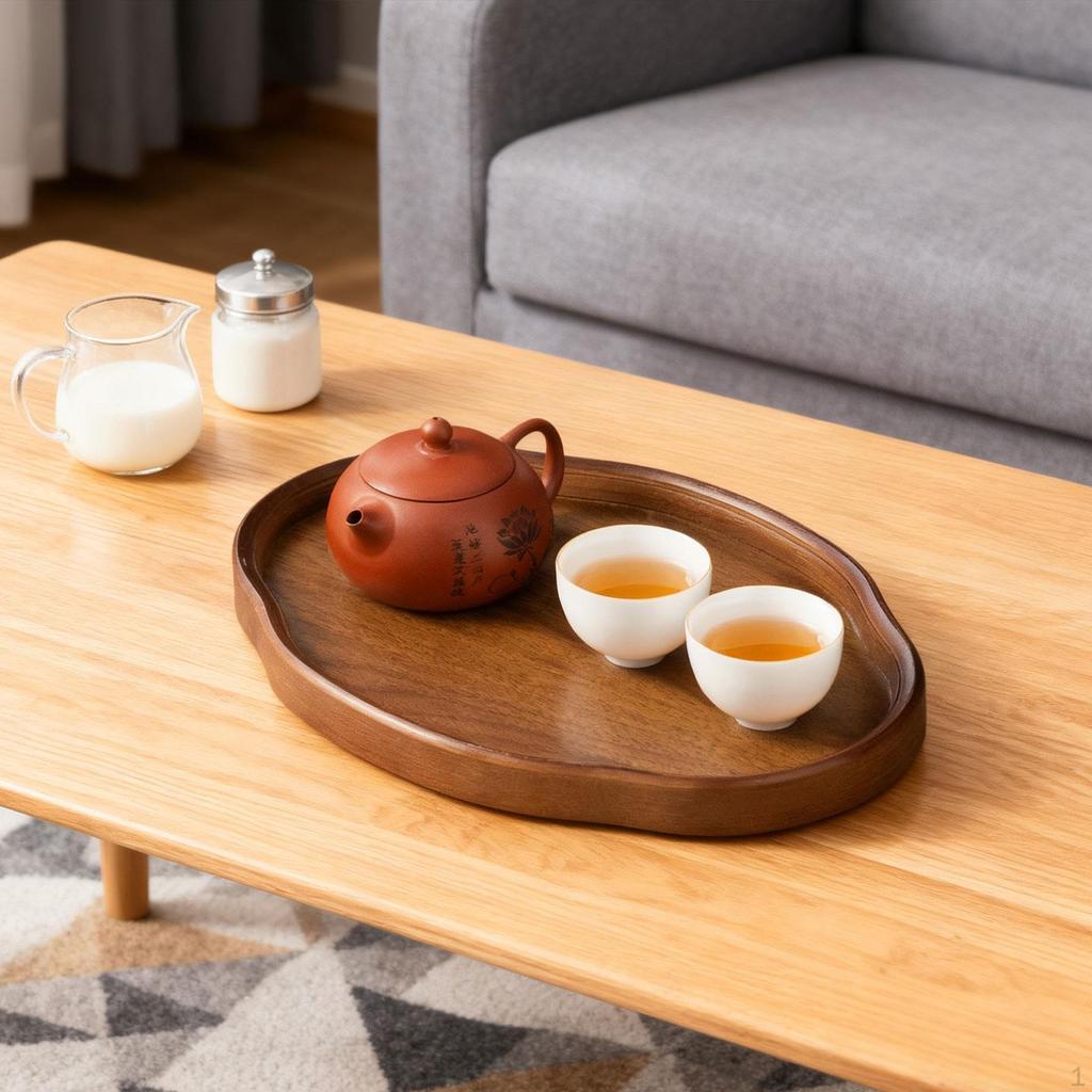 Bamboo Serving Tray Bread Board Food Dish Coffee Table for Home Dining