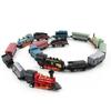 1 Set Vintage Steam Train Toy with Locomotive 3 Carriages Pull Back Realistic Mini Kids Retro Die-cast Train Model Ornament Boys Girls Birthday Gift