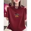 Women's Round Neck Printed Loose-Fit Short-Sleeve T-shirt - Stylish, Casual, and Age-Reducing