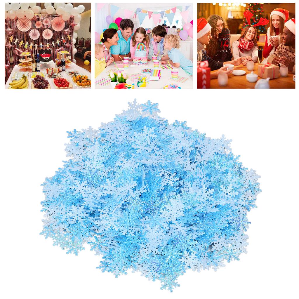 1000Pcs Snowflake Confetti 0.9in Vibrant Color Reusable Plastic Multi Purpose Christmas Confetti for Box Tree Vase