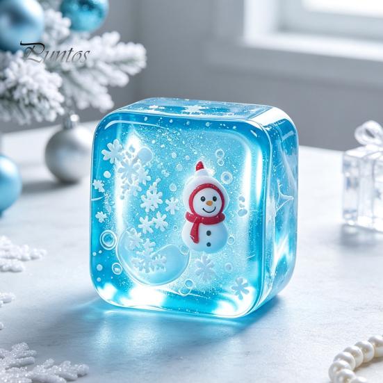 Hand Therapy Squeeze Balls Christmas Clear Cube Toy, Santa Claus Stress for Relief Toy Anxiety Reduction, Relaxation Ball Sensory Xmas Gift Calming