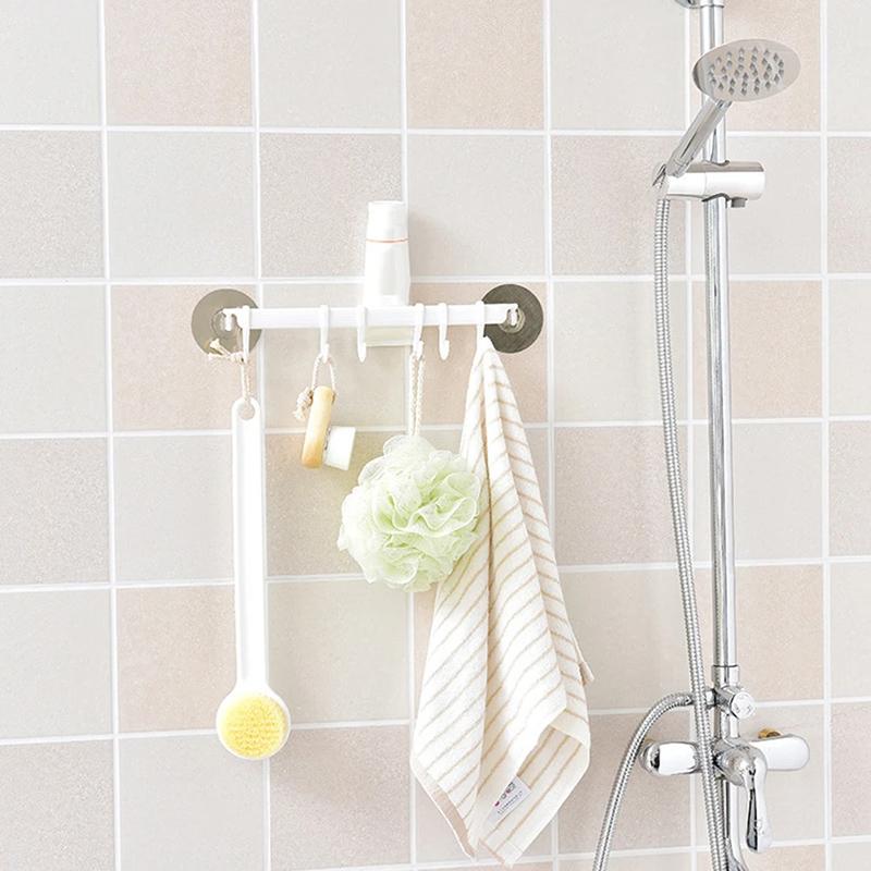 

Wall-mounted Kitchen Hooks Suction Cup 6 Hooks Strong Adhesive Seamless Hooks Kitchen Adhesive Plastic Hooks Dishcloth Rack