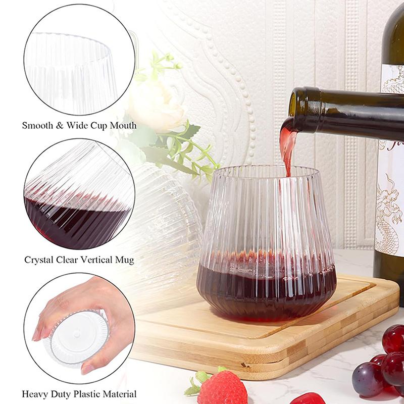 14Oz Disposable Wine Glasses Unbreakable Clear Plastic Cocktail Glasses Wine Cups For Party Birthday Gathering Bars