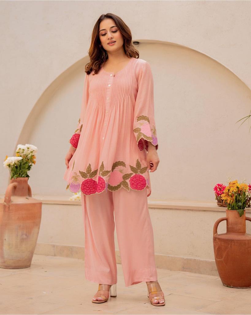Women Designer Cotton Top Tunic Kurta Pant Set Indian Bollywood Party Wear Cord Set