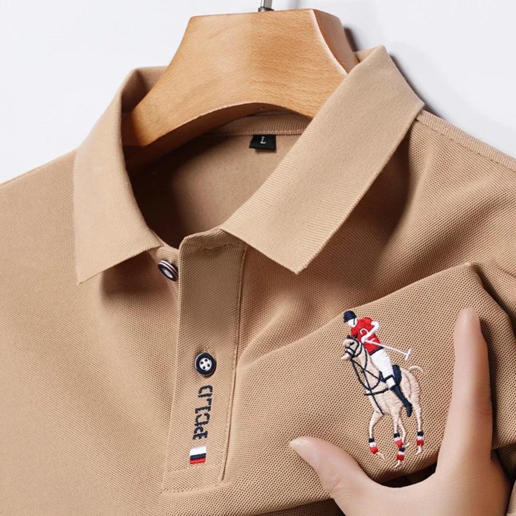 STORN Men's Embroidered Casual Fashion Short Sleeved POLO Shirt Summer Comfortable Top