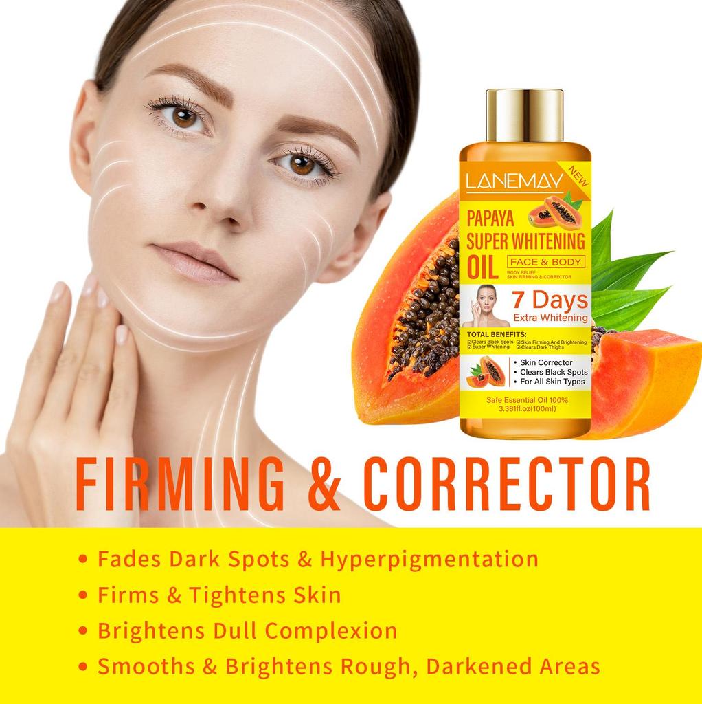 Papaya Super Whitening Oil-Skin Firming And Brightening-Clears Dark Spots-Suitable for all Skin Types, 100ml