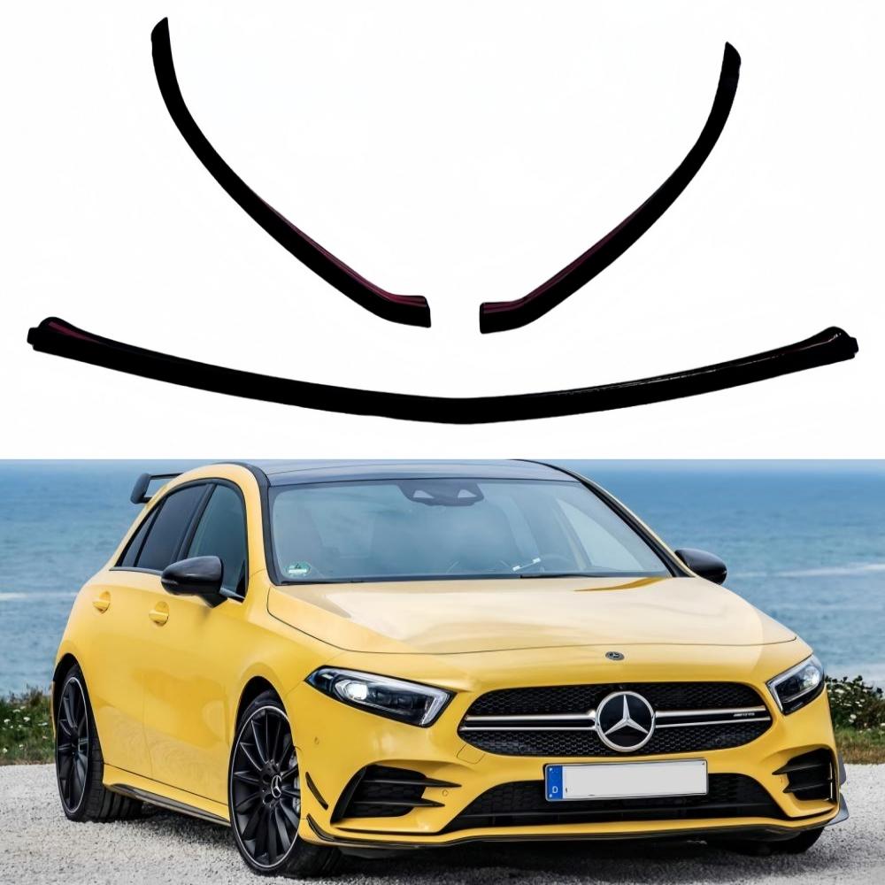 3Pcs Car Front Lower Bumper Lip Splitter Canard Trim For Mercedes-benz A Class V177 W177 A35 A180 A200 A220 A250 AMG 2019-2022
