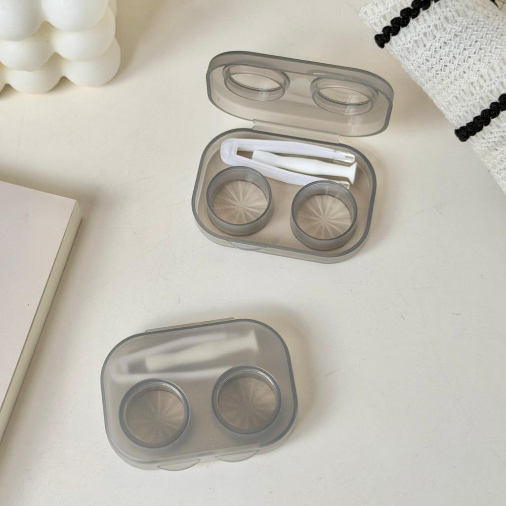 Contact Lens Box Portable Transparent Cosmetic Contact Lenses Soak Container Box Girls Travel Contact Lens Case with Tweezers