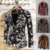 Autumn Men Blazer Fashion Print Turndown Collar Long Sleeve One Button Loose
