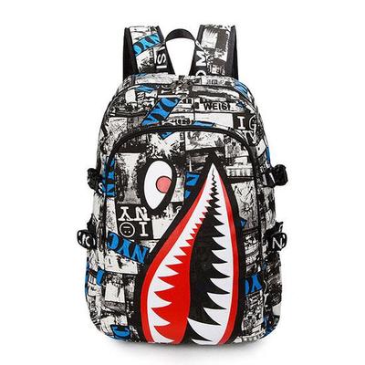 Mochila de tubarão da moda para mulheres homens vintage impressão unissex bagpack