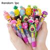 Cute 4-Color Ballpoint Pen Animal Toppers Retractable Cartoon Pens 0.7mm Tip Novelty Writing Pen for School Supplies